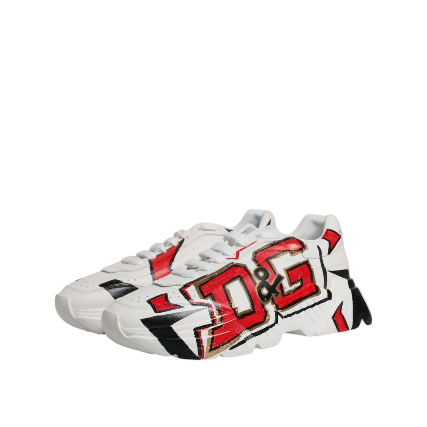 Dolce & Gabbana White Daymaster Hand Painted Sneakers Shoes MV6584-41.5