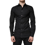Dolce & Gabbana Black Cotton Formal Long Sleeves Dress Shirt TSH87322-37