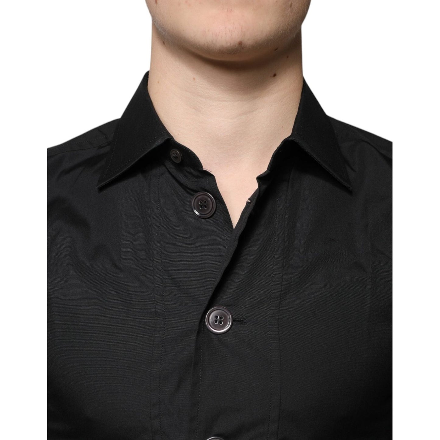 Dolce & Gabbana Black Cotton Formal Long Sleeves Dress Shirt TSH87322-37