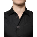 Dolce & Gabbana Black Cotton Formal Long Sleeves Dress Shirt TSH87322-37