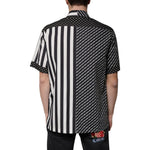 Dolce & Gabbana Black White Striped Button Down Casual Shirt TSH87341-39