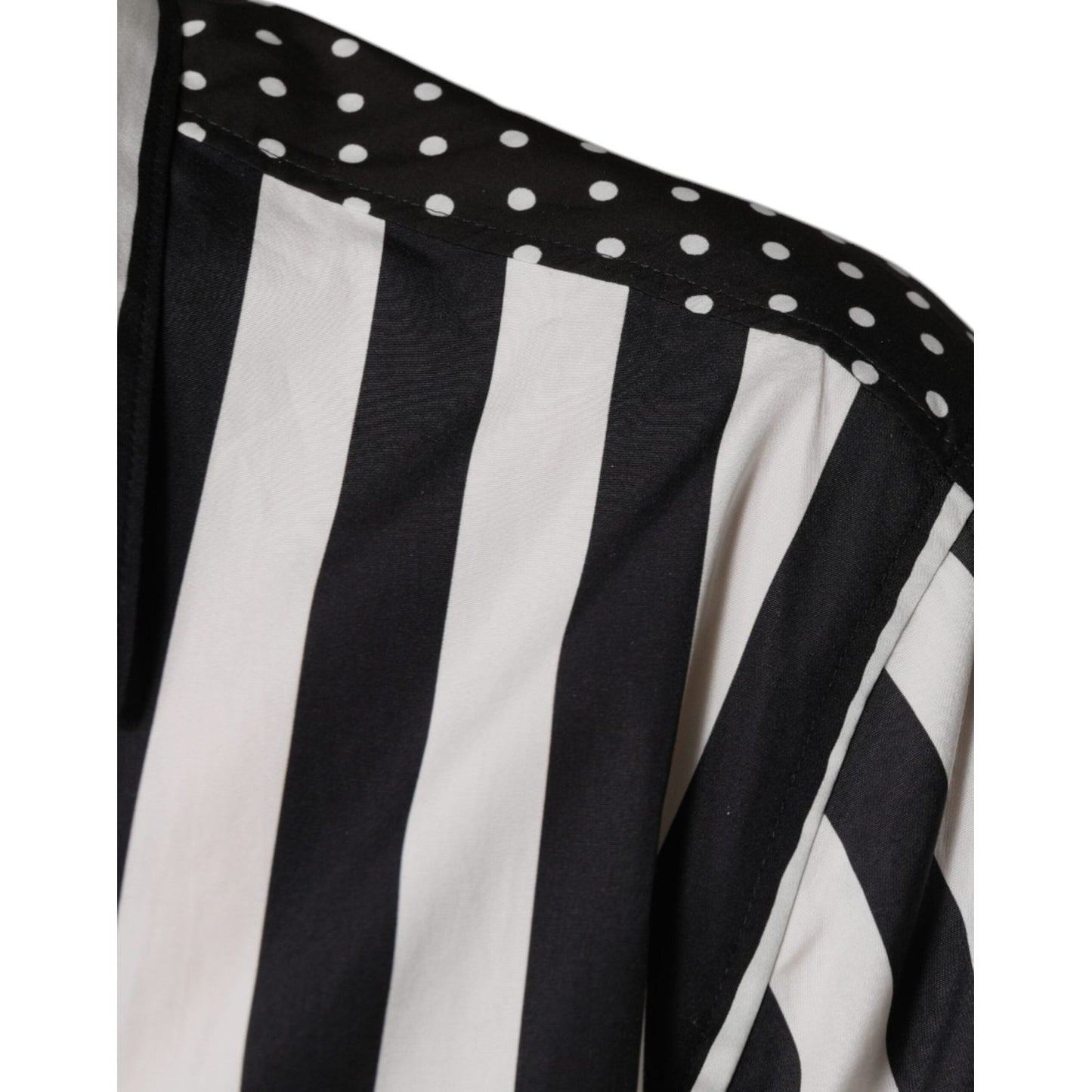Dolce & Gabbana Black White Striped Button Down Casual Shirt TSH87341-39