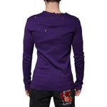 Dolce & Gabbana Purple Cotton Round Neck Pullover Men Sweater