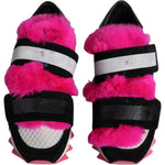 Dolce & Gabbana Black Pink Fur Embellished Sneakers Shoes LA11997-35.5