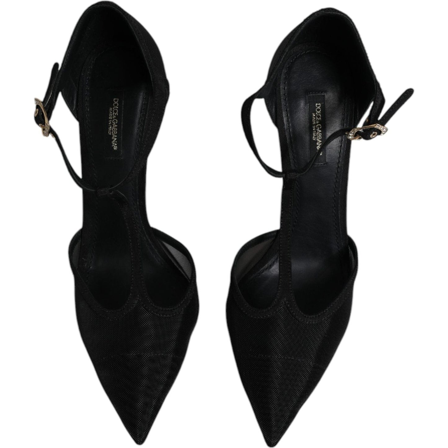 Dolce & Gabbana Black Mesh T-strap Stiletto High Heels Shoes LA12069-39
