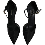Dolce & Gabbana Black Mesh T-strap Stiletto High Heels Shoes LA12069-39