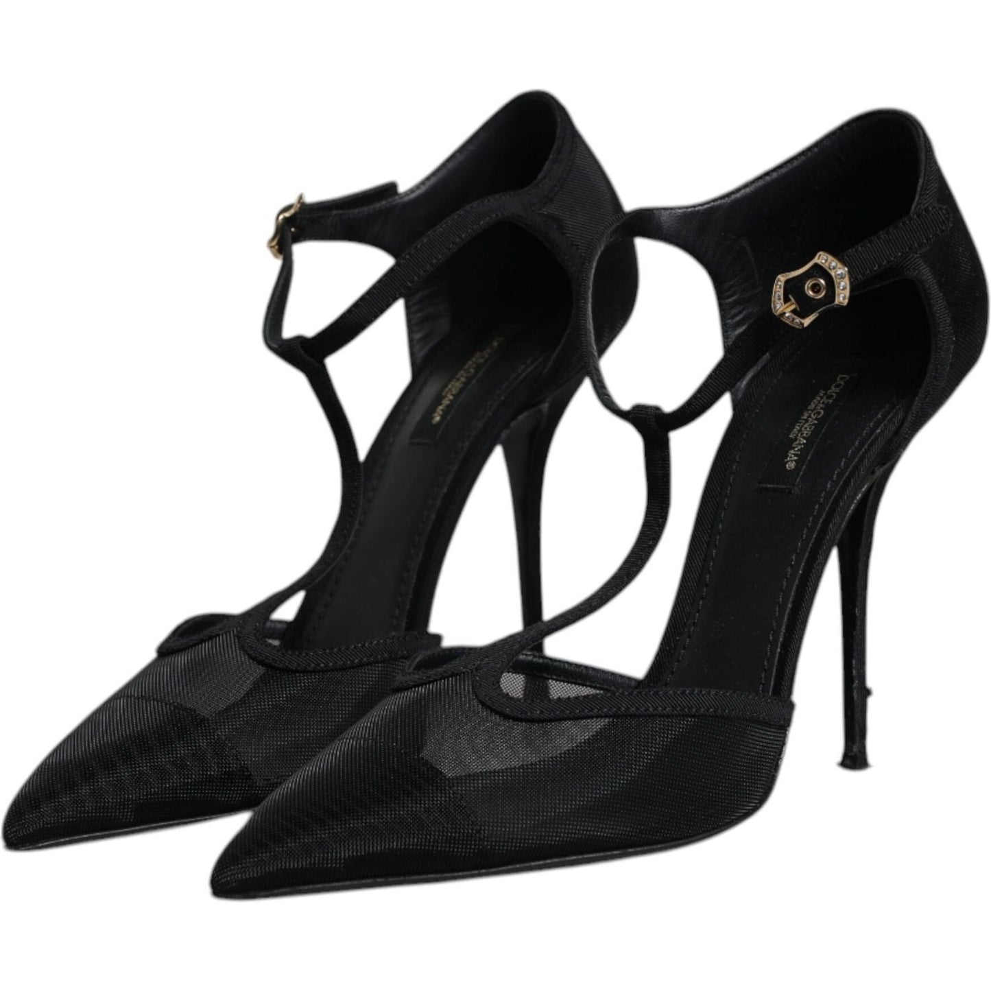 Dolce & Gabbana Black Mesh T-strap Stiletto High Heels Shoes LA12069-39