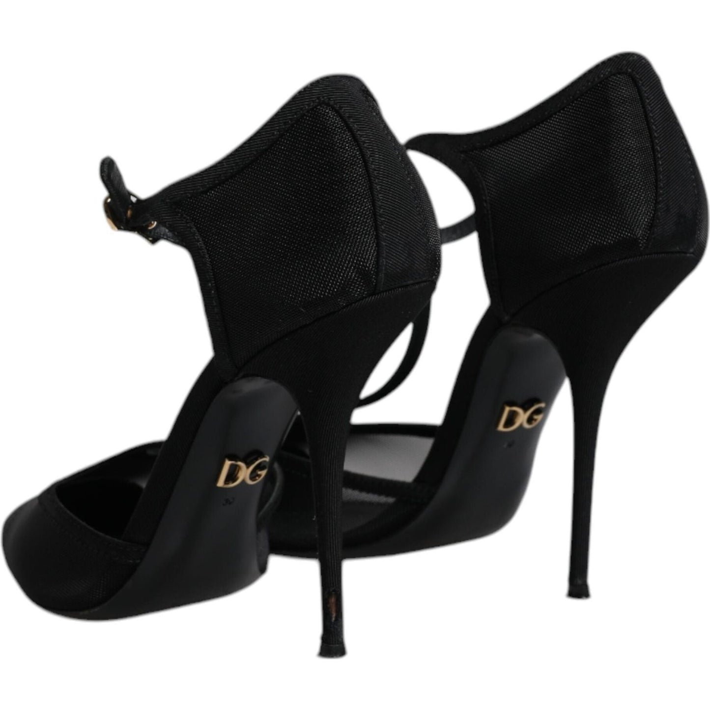 Dolce & Gabbana Black Mesh T-strap Stiletto High Heels Shoes LA12069-39
