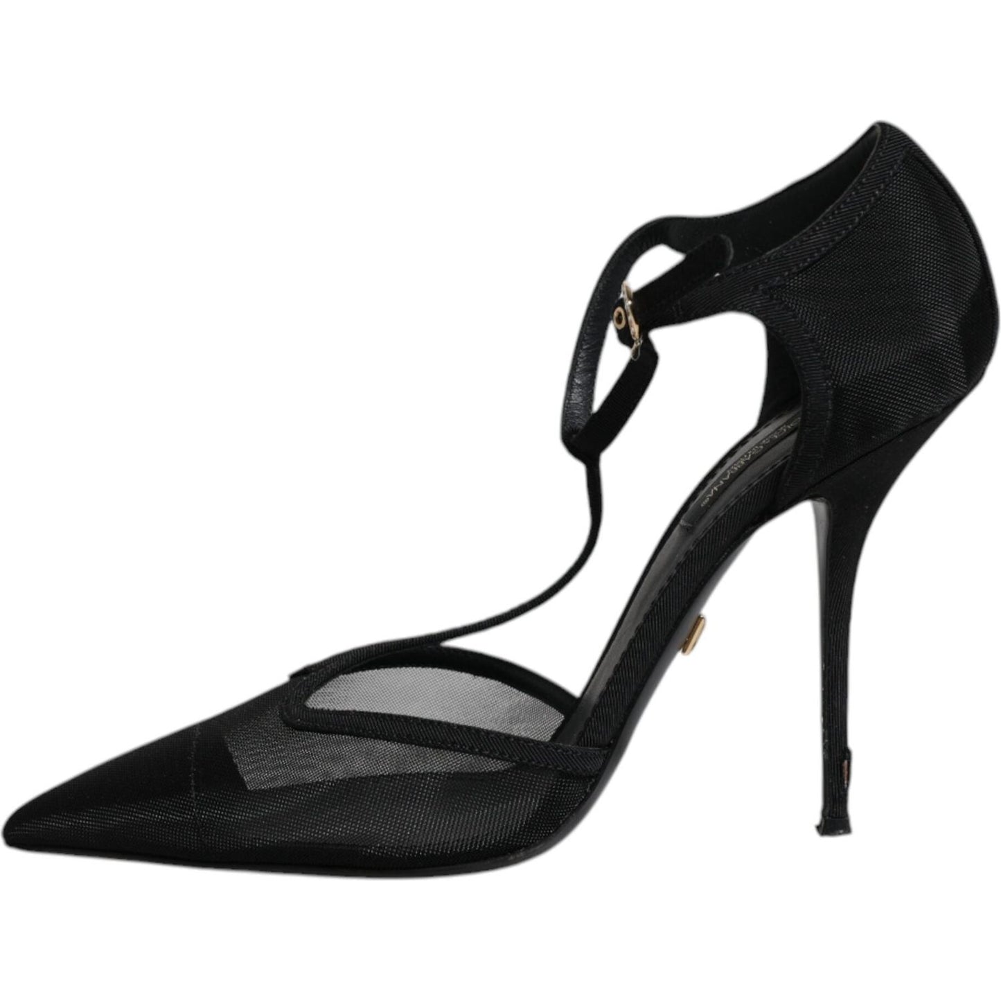 Dolce & Gabbana Black Mesh T-strap Stiletto High Heels Shoes LA12069-39