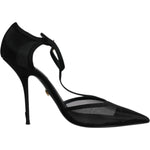 Dolce & Gabbana Black Mesh T-strap Stiletto High Heels Shoes LA12069-39