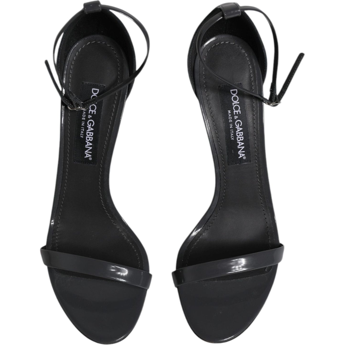 Dolce & Gabbana Grey Leather Ankle Strap Heel Sandals Shoes LA12071-41