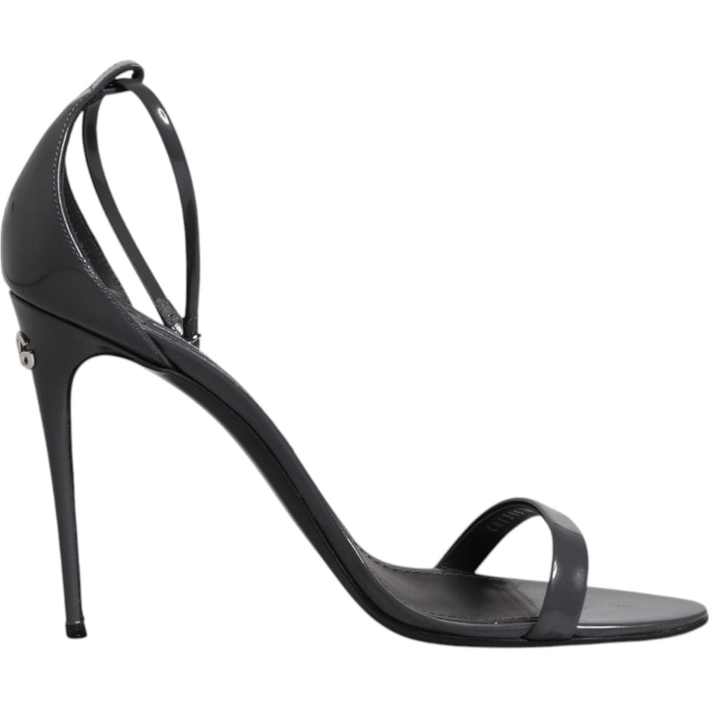 Dolce & Gabbana Grey Leather Ankle Strap Heel Sandals Shoes LA12071-41