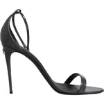 Dolce & Gabbana Grey Leather Ankle Strap Heel Sandals Shoes LA12071-41