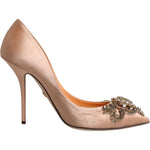 Dolce & Gabbana Beige Satin Crystal High Heels Pumps Shoes