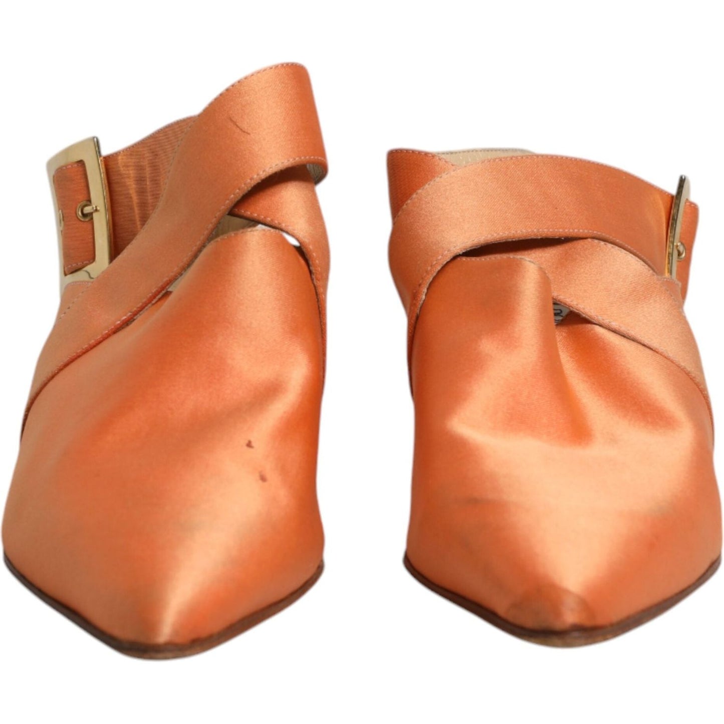 Dolce & Gabbana Orange Kitten Heels Slingback Sandals Shoes
