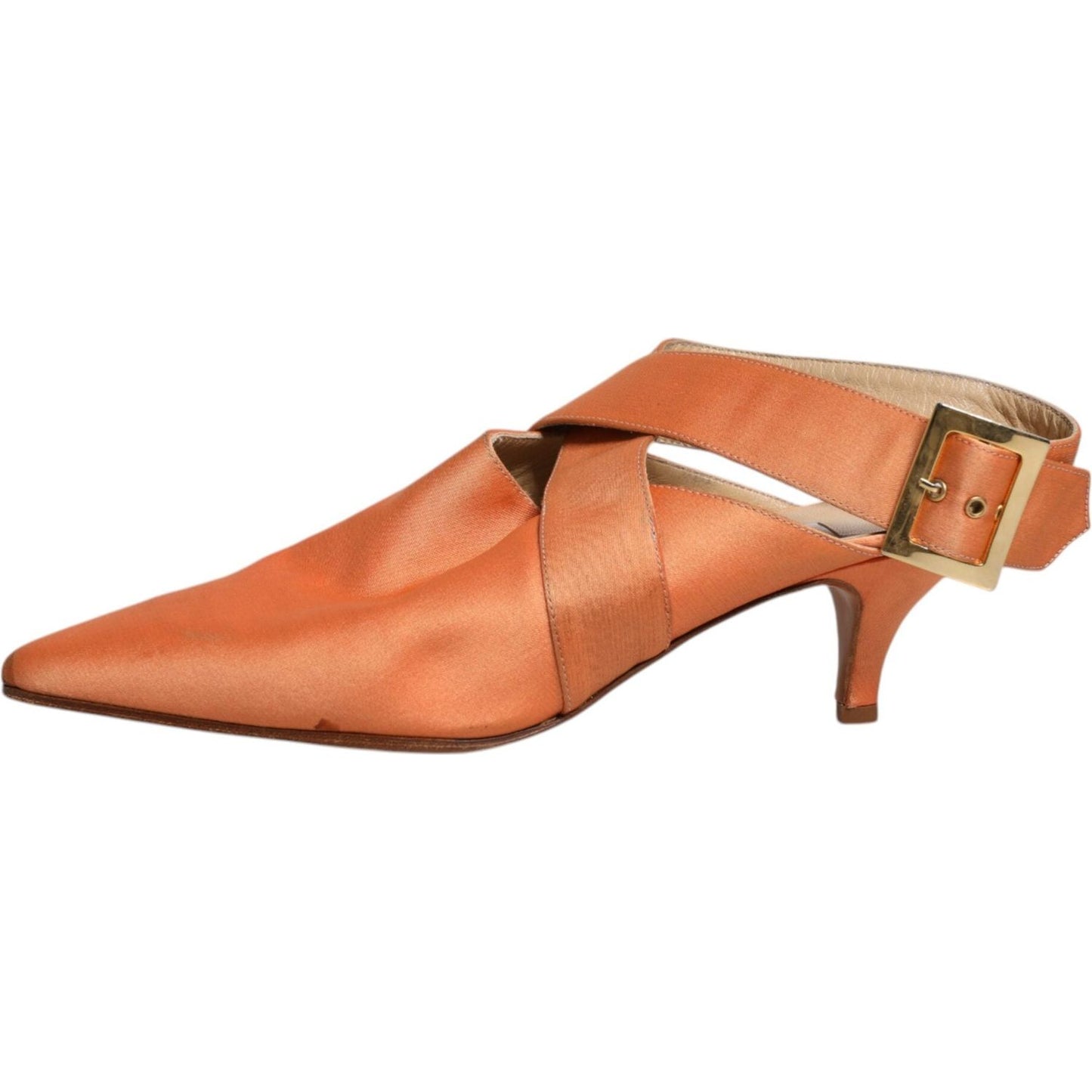Dolce & Gabbana Orange Kitten Heels Slingback Sandals Shoes
