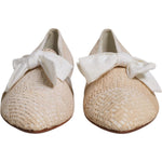 Dolce & Gabbana Beige Ribbon Fabric Ballerina Flats Shoes