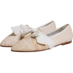 Dolce & Gabbana Beige Ribbon Fabric Ballerina Flats Shoes