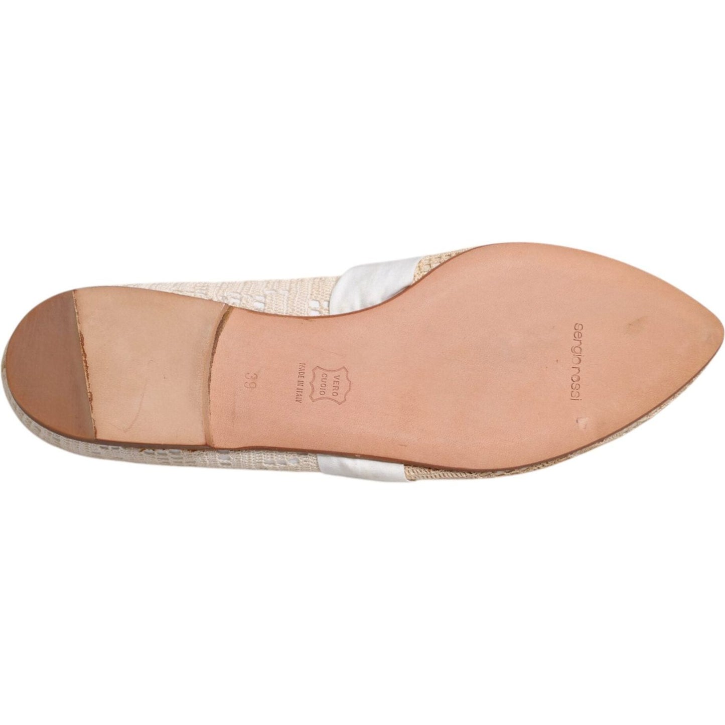 Dolce & Gabbana Beige Ribbon Fabric Ballerina Flats Shoes