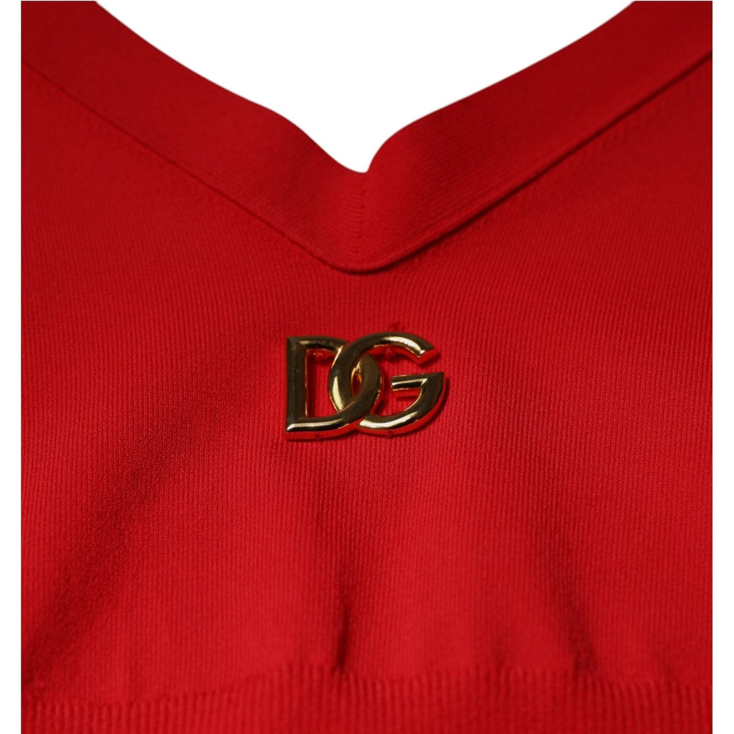 Dolce & Gabbana Red Viscose Sleeveless Halter Cropped Tank Top