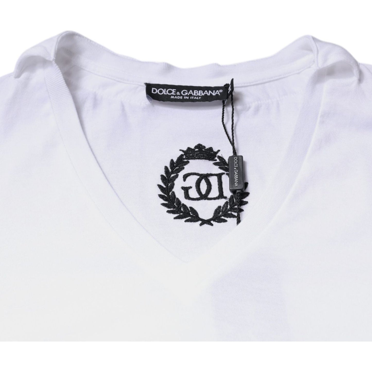 Dolce & Gabbana White Cotton Necklace Chain Short Sleeves T-shirt TSH87552-38