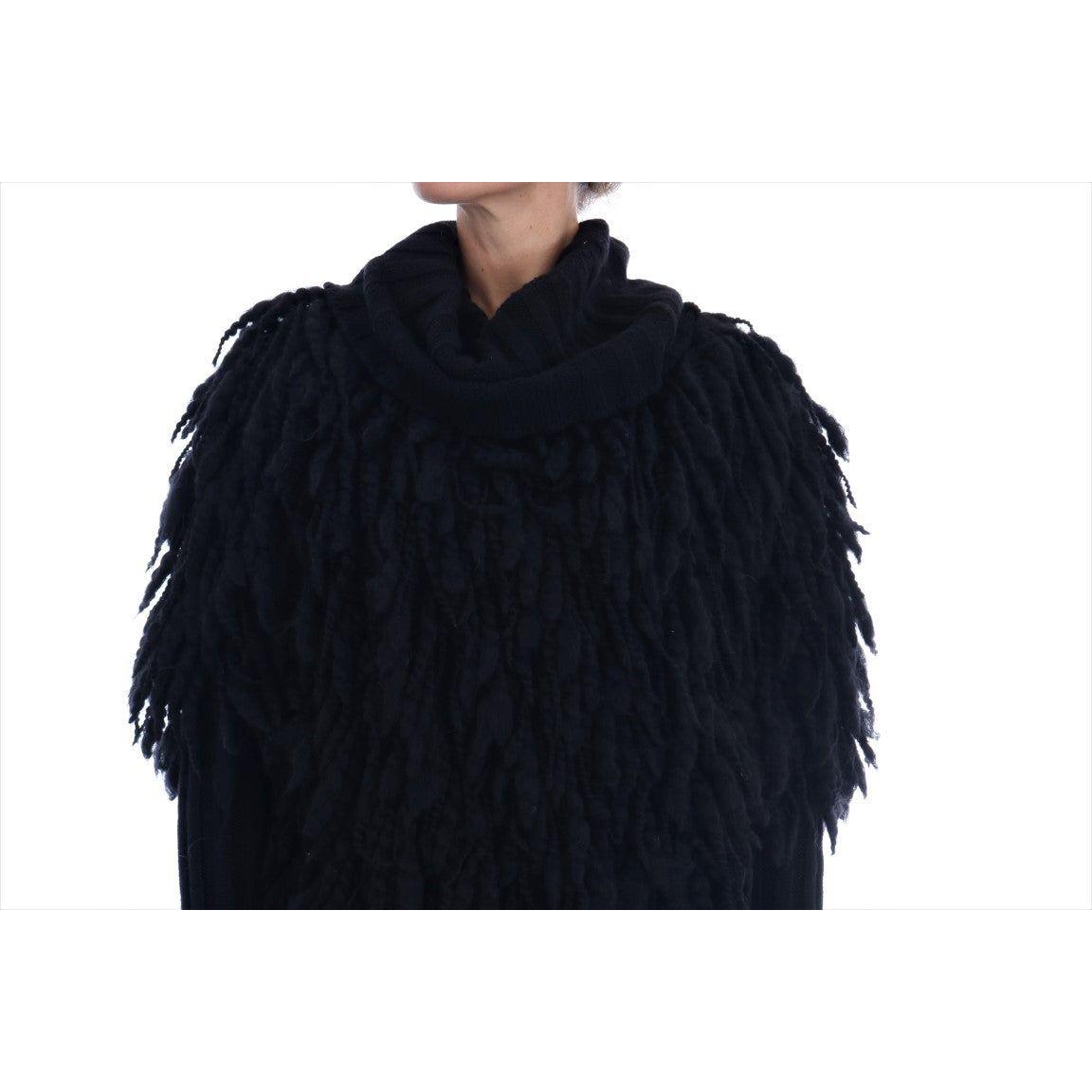 Dolce & Gabbana Black Fringes Wool Pullover Sweater KOS1131#2-1