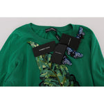 Dolce & Gabbana Green Silk Crystal Banana Sweater TSH1112-3