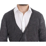 Costume National Elegant Gray Wool Blend Cardigan Sweater Costume National Dark Slate Gray