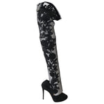 Dolce & Gabbana Black Floral Embroidered Socks Boots LA4248-4