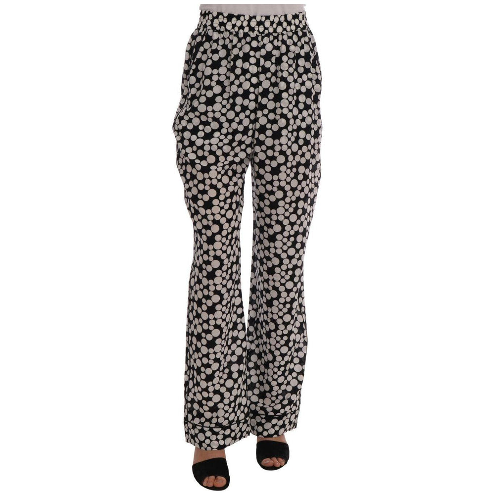 Dolce & Gabbana Black White Polka Dottes Silk Pants BYX1203-1