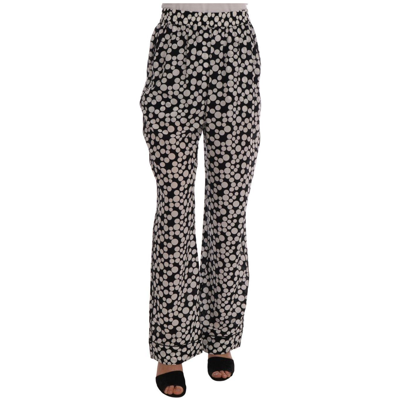 Dolce & Gabbana Black White Polka Dottes Silk Pants BYX1203-1