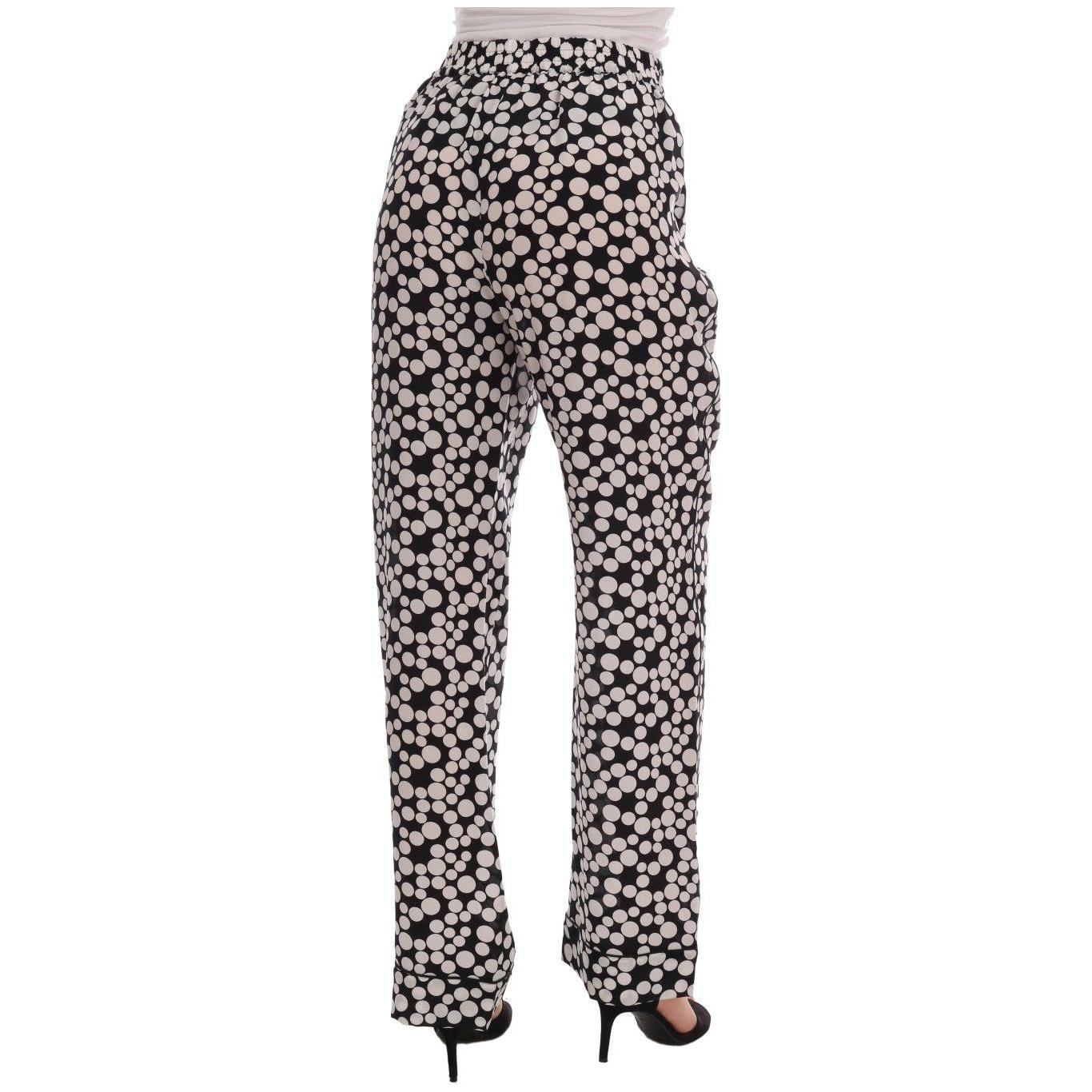 Dolce & Gabbana Black White Polka Dottes Silk Pants BYX1203-1