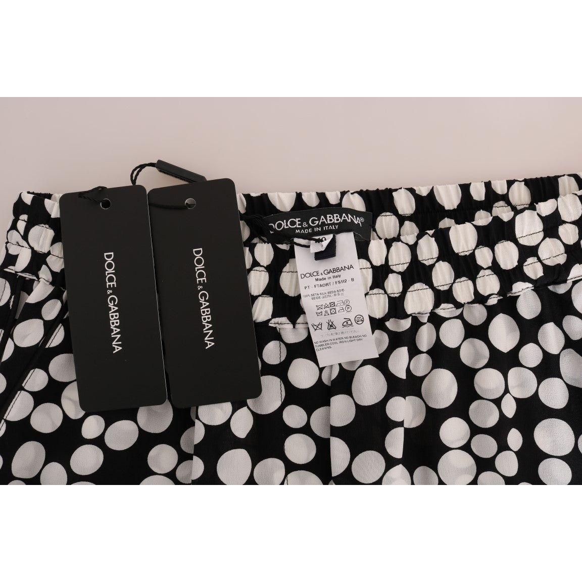 Dolce & Gabbana Black White Polka Dottes Silk Pants BYX1203-1