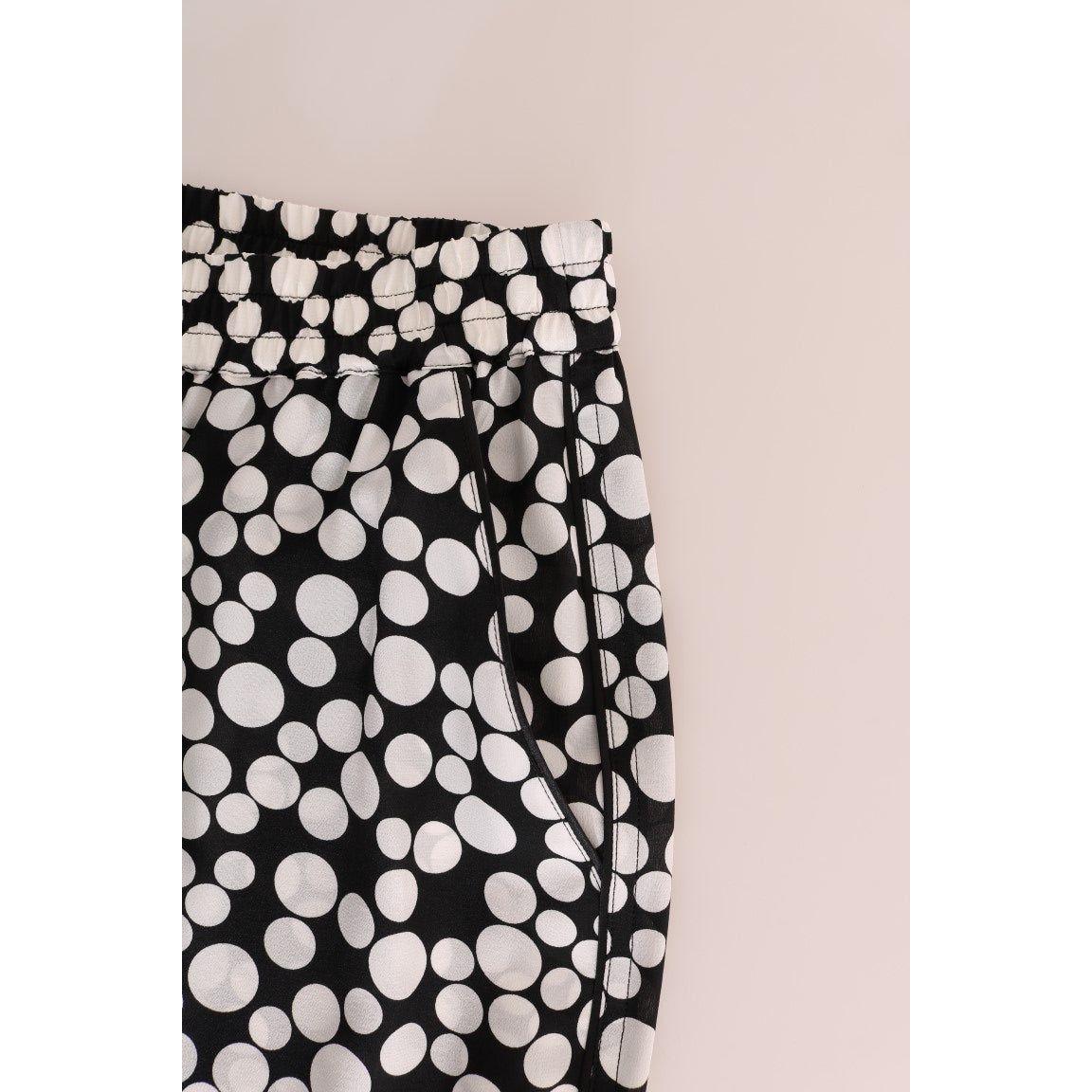 Dolce & Gabbana Black White Polka Dottes Silk Pants BYX1203-1