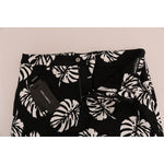 Dolce & Gabbana White Black Leaf Cotton Stretch Slim Pants PAN60812-6