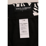 Dolce & Gabbana White Black Leaf Cotton Stretch Slim Pants PAN60812-6
