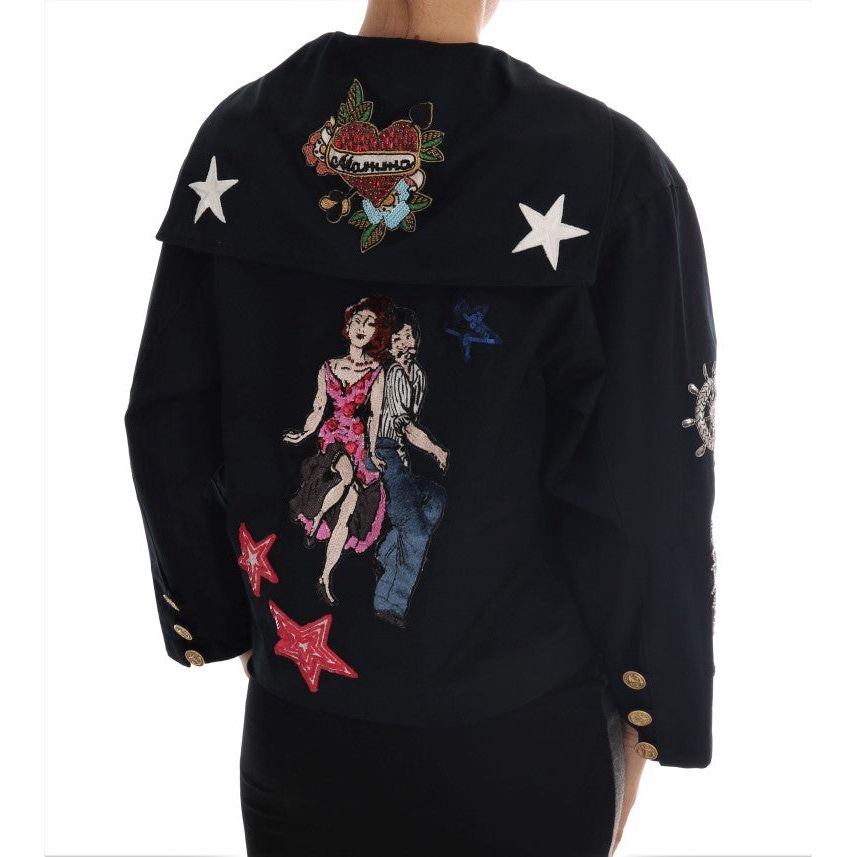 Dolce & Gabbana Blue Crystal MAMMA Sicily Jacket JKT1120-1