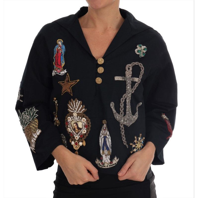 Dolce & Gabbana Blue Crystal MAMMA Sicily Jacket JKT1120-1
