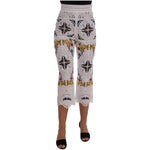 Dolce & Gabbana Mulicolor Majolica Cutout Capri Pants BYX1222-4