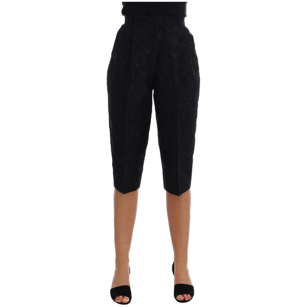Dolce & Gabbana Black Brocade High Waist Capri Shorts BYX1226-5