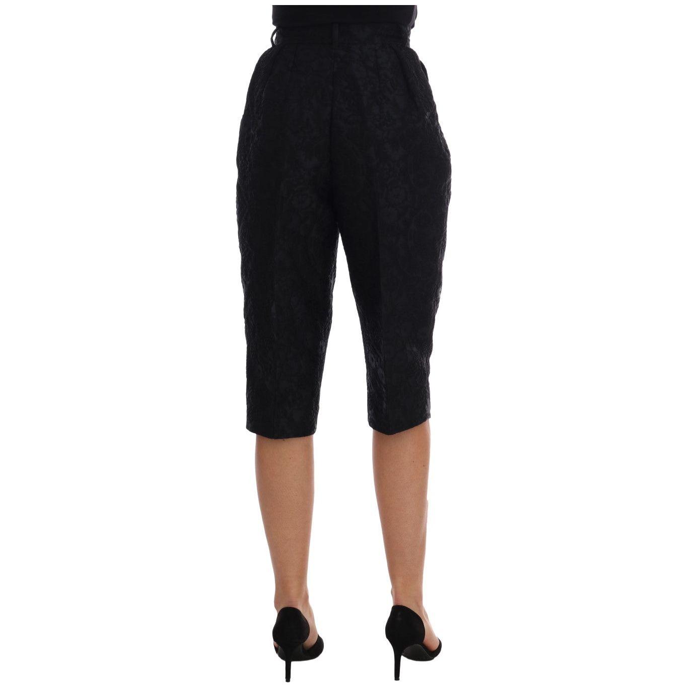Dolce & Gabbana Black Brocade High Waist Capri Shorts BYX1226-5