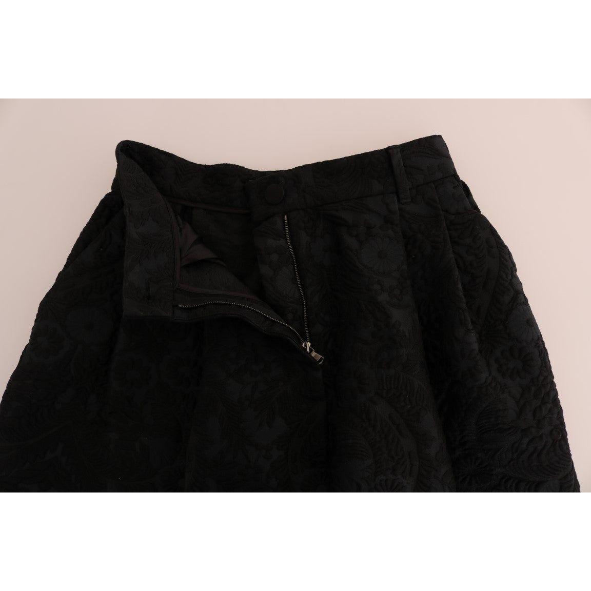 Dolce & Gabbana Black Brocade High Waist Capri Shorts BYX1226-5