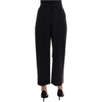 Dolce & Gabbana Black Wool Stretch Crystal Pants PAN60786-1