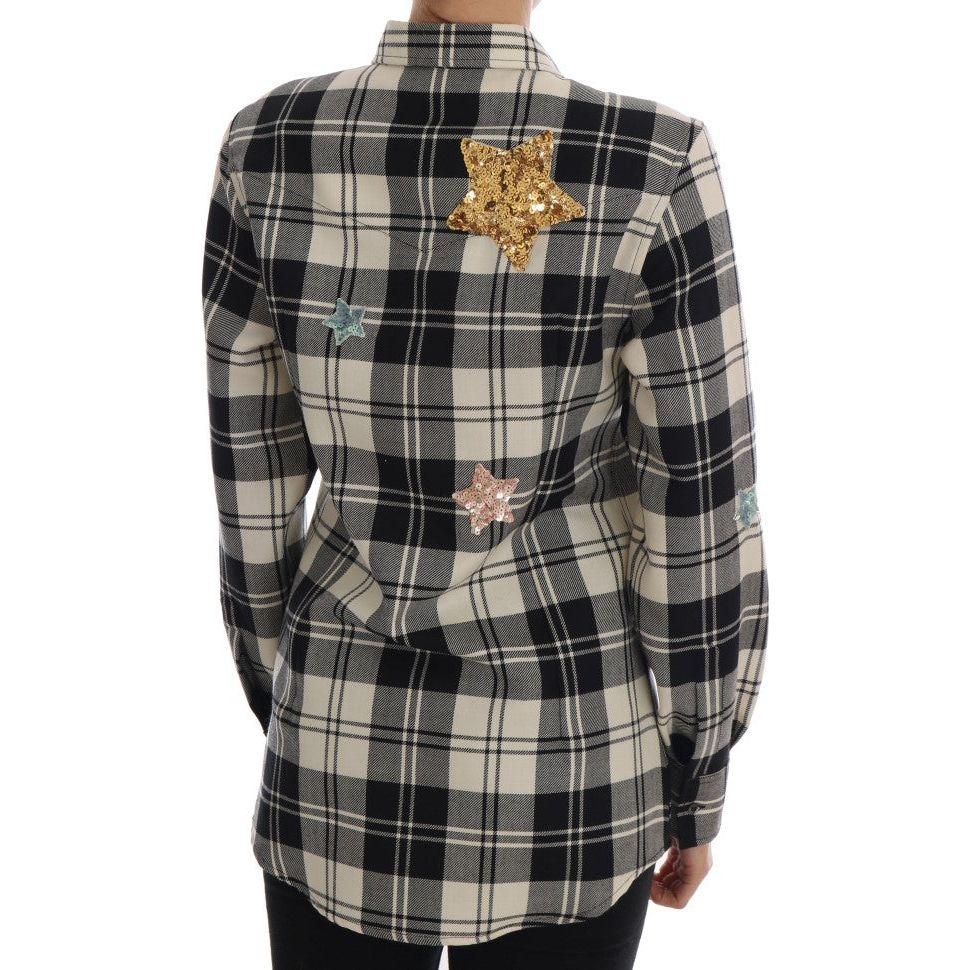 Dolce & Gabbana Black White Fairy Tale Crystal Shirt TSH1738-1