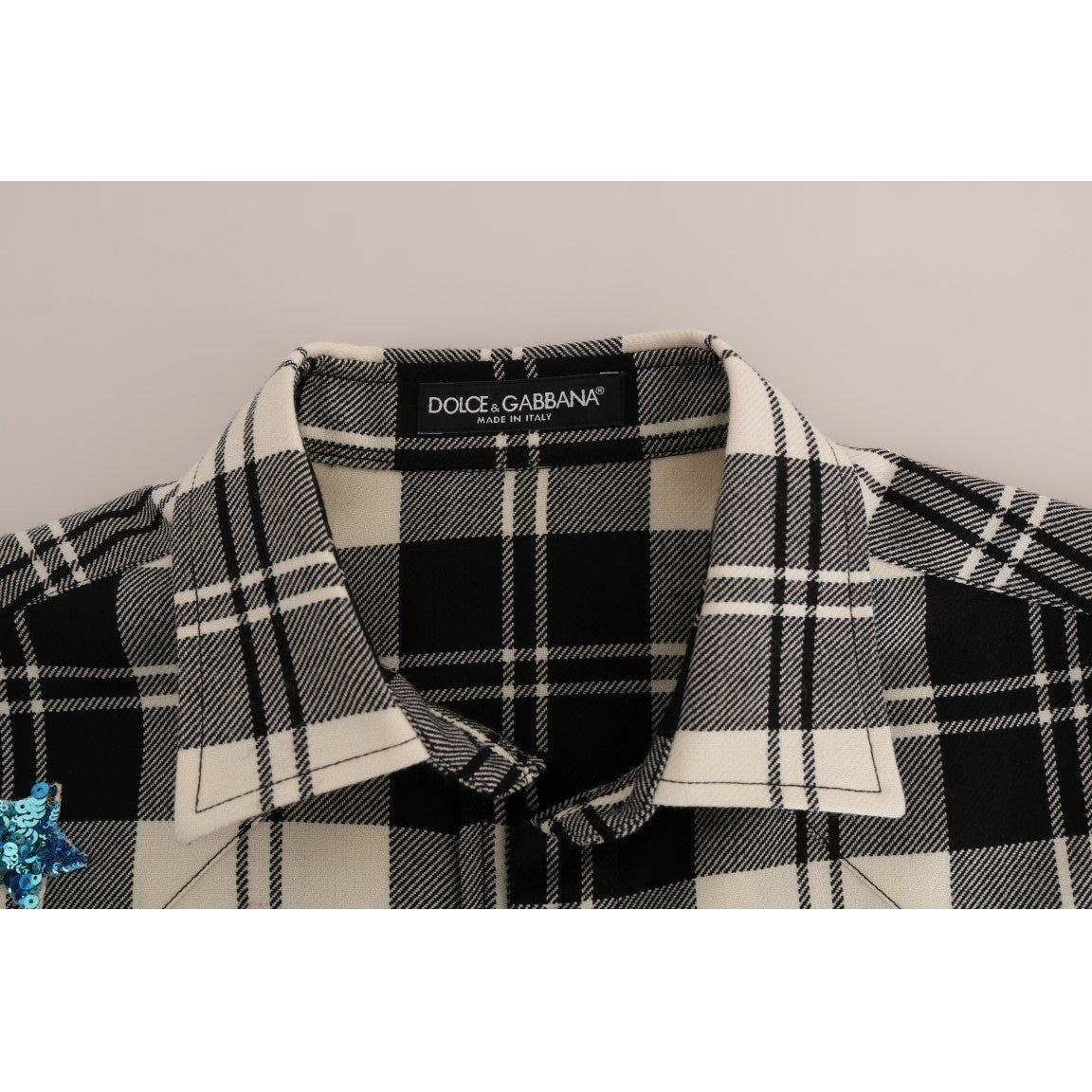 Dolce & Gabbana Black White Fairy Tale Crystal Shirt TSH1738-1