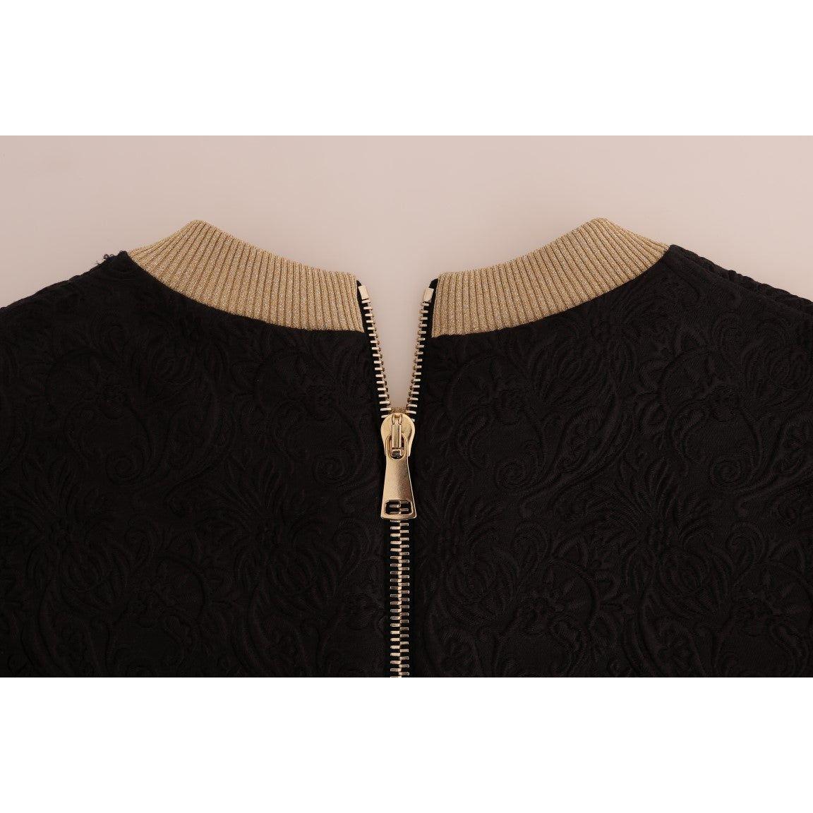 Dolce & Gabbana Black Fairy Tale Brocade Zipper Sweater TSH1744-1