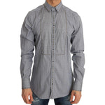Dolce & Gabbana Gray Check GOLD Cotton Slim Fit Shirt TSH1988-1