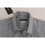 Dolce & Gabbana Gray Check GOLD Cotton Slim Fit Shirt TSH1988-1