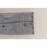 Dolce & Gabbana Gray Check GOLD Cotton Slim Fit Shirt TSH1988-1