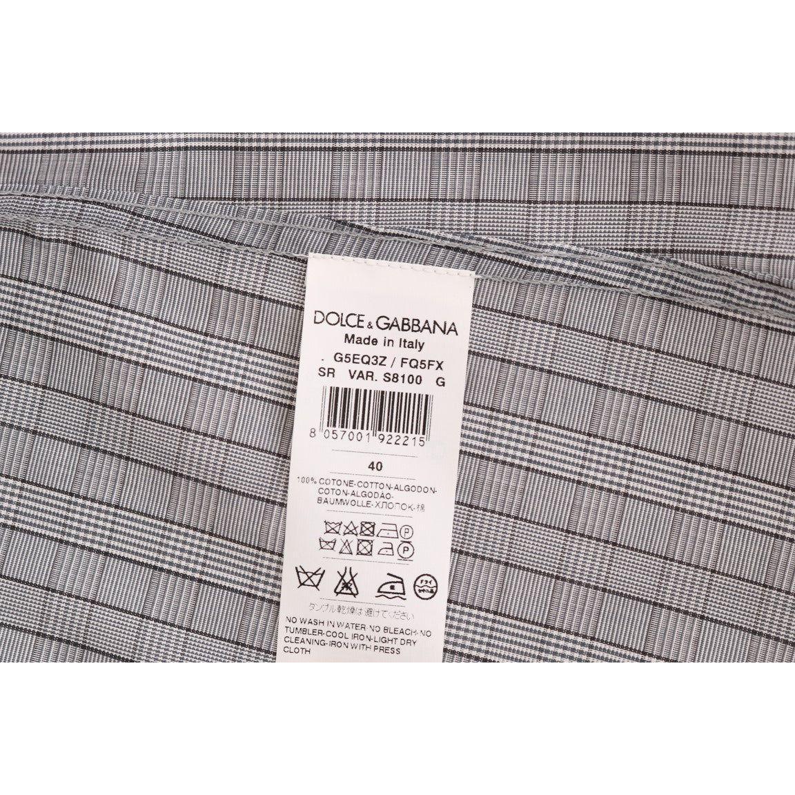 Dolce & Gabbana Gray Check GOLD Cotton Slim Fit Shirt TSH1988-1